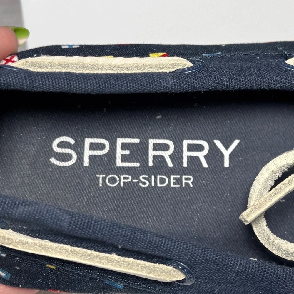 Sperry Top-Sider Mens Navy Nautical Signal Flag Canvas Boat Shoes Size 8.5